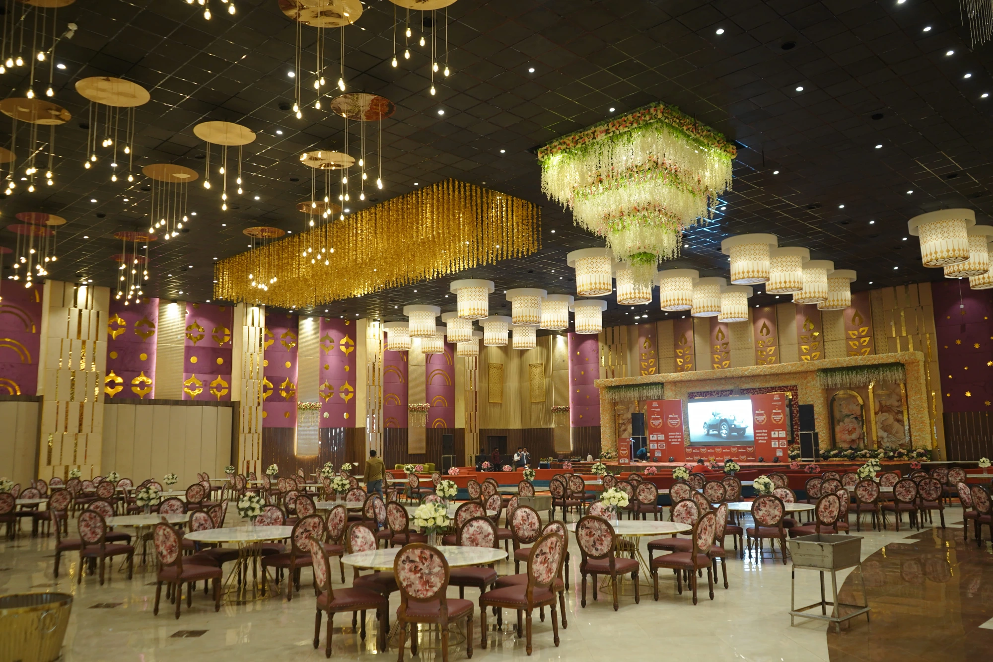 Luxury banquet hall stage setup and decor by Global Events & Advertisers, Rohtak